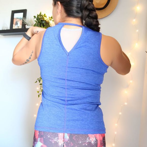 Ideology Women's Heathered Keyhole-Back Tank Top - Picture 7 of 7